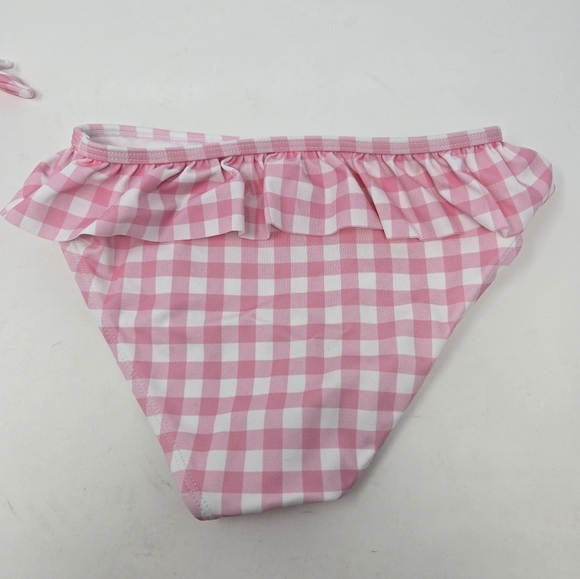 JANIE AND JACK BEGONIA PINK GINGHAM HALTER RUFFLE TWO PIECE BATHING SUIT GIRLS 6 - Picture 8 of 14